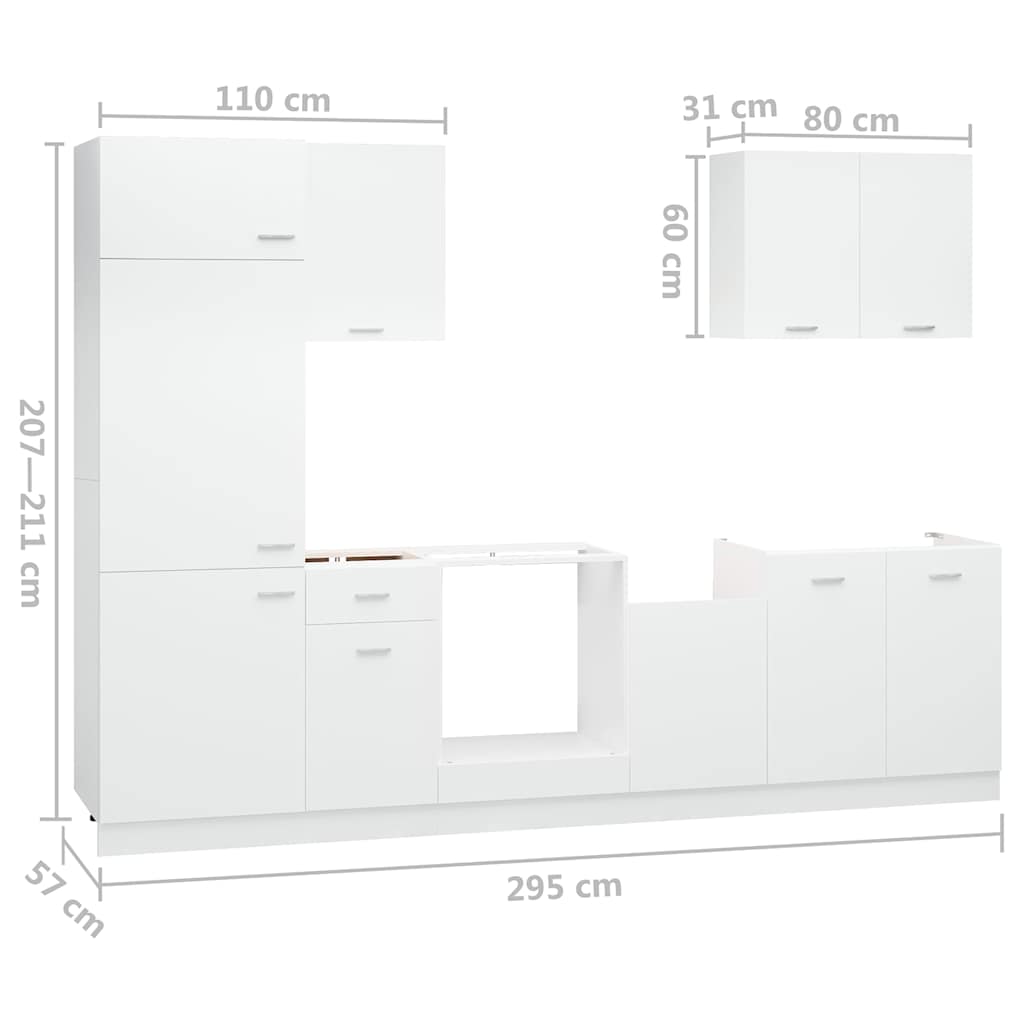 Set Armadi da Cucina 7 pz Lyon Bianco in Truciolato | homemem39