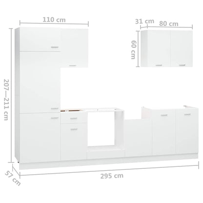 Set Armadi da Cucina 7 pz Lyon Bianco in Truciolato | homemem39