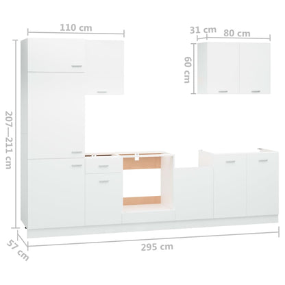 Set Armadi da Cucina 7 pz Bianco in Truciolato - homemem39