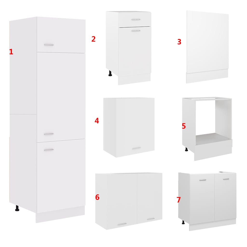 Set Armadi da Cucina 7 pz Lyon Bianco in Truciolato | homemem39