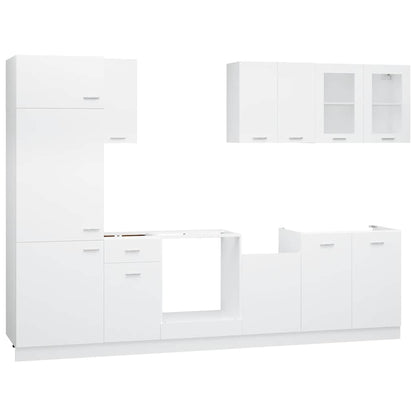 Set Armadi da Cucina 8 pz Lyon Bianco in Truciolato | homemem39