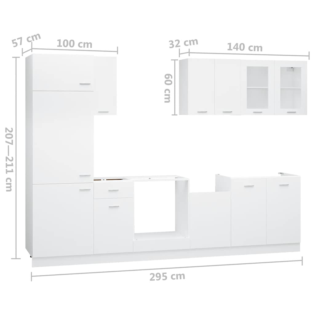Set Armadi da Cucina 8 pz Lyon Bianco in Truciolato | homemem39