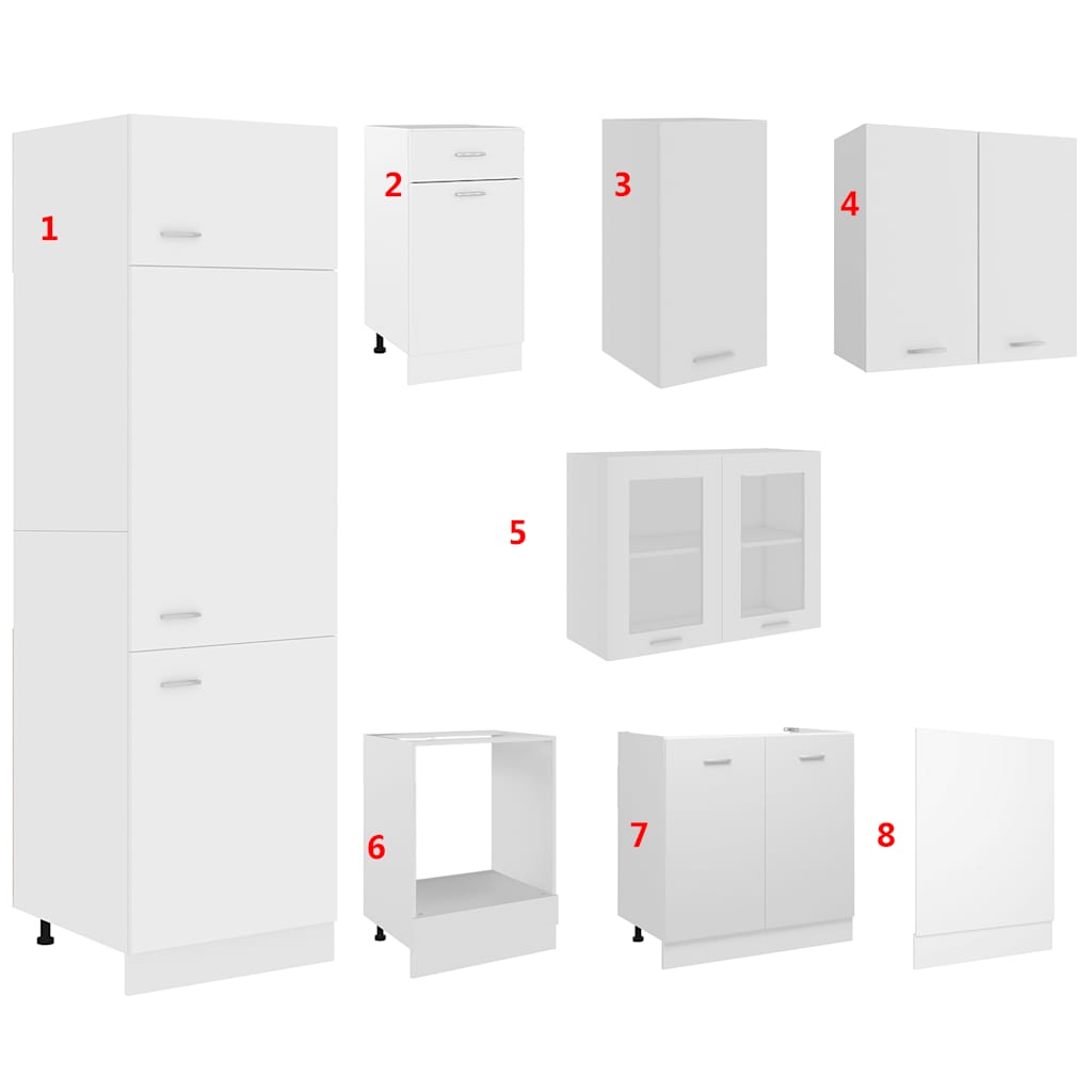 Set Armadi da Cucina 8 pz Lyon Bianco in Truciolato | homemem39