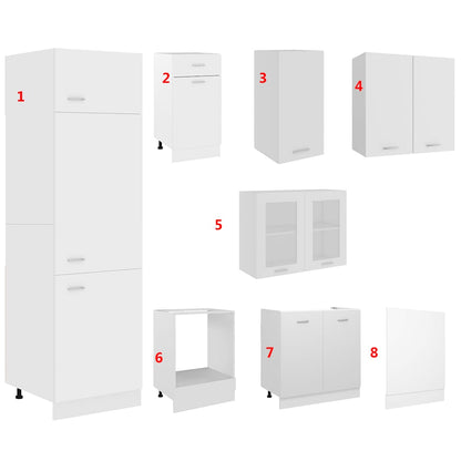 Set Armadi da Cucina 8 pz Lyon Bianco in Truciolato | homemem39