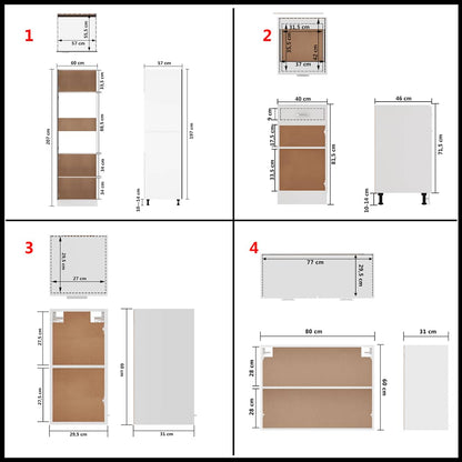 Set Armadi da Cucina 8 pz Lyon Bianco in Truciolato | homemem39