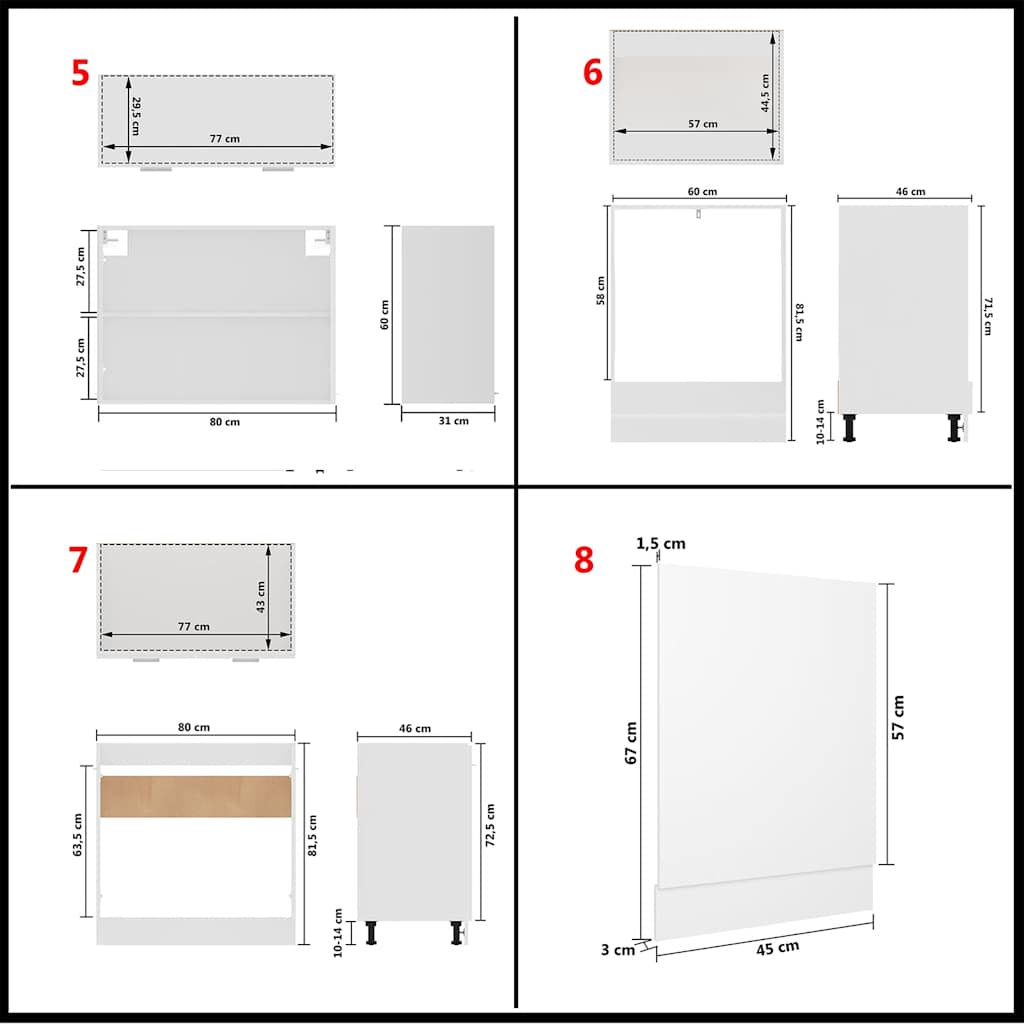 Set Armadi da Cucina 8 pz Lyon Bianco in Truciolato | homemem39