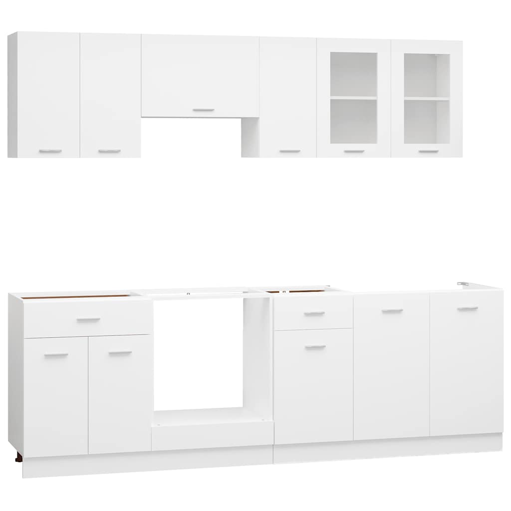 Set Armadi da Cucina 8 pz Lyon Bianco in Legno Multistrato | homemem39