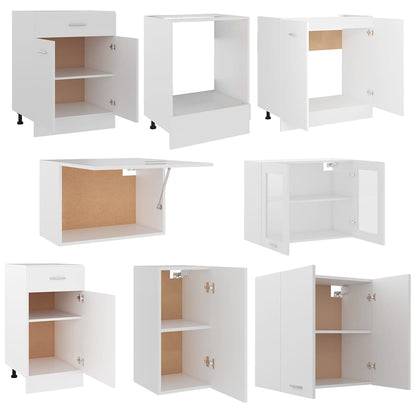 Set Armadi da Cucina 8 pz Lyon Bianco in Legno Multistrato | homemem39
