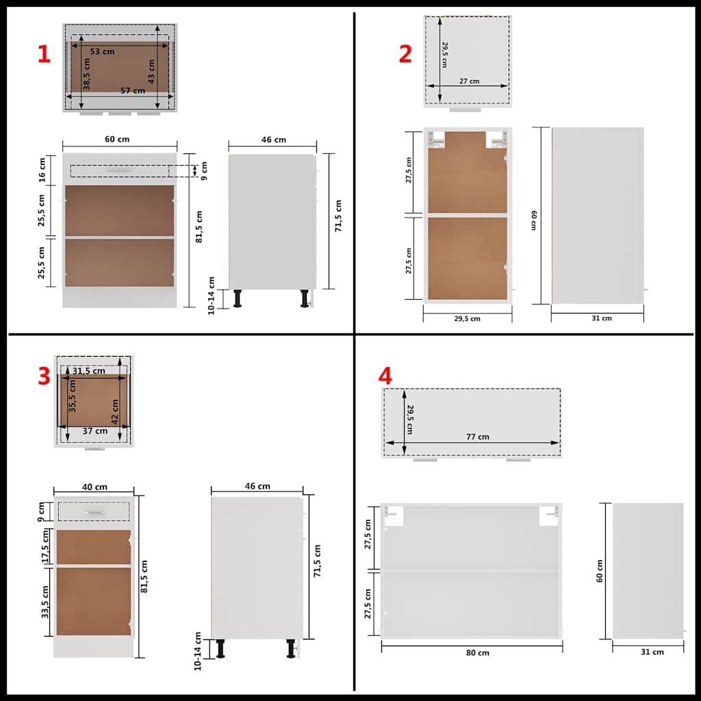 Set Armadi da Cucina 8 pz Lyon Bianco in Legno Multistrato | homemem39