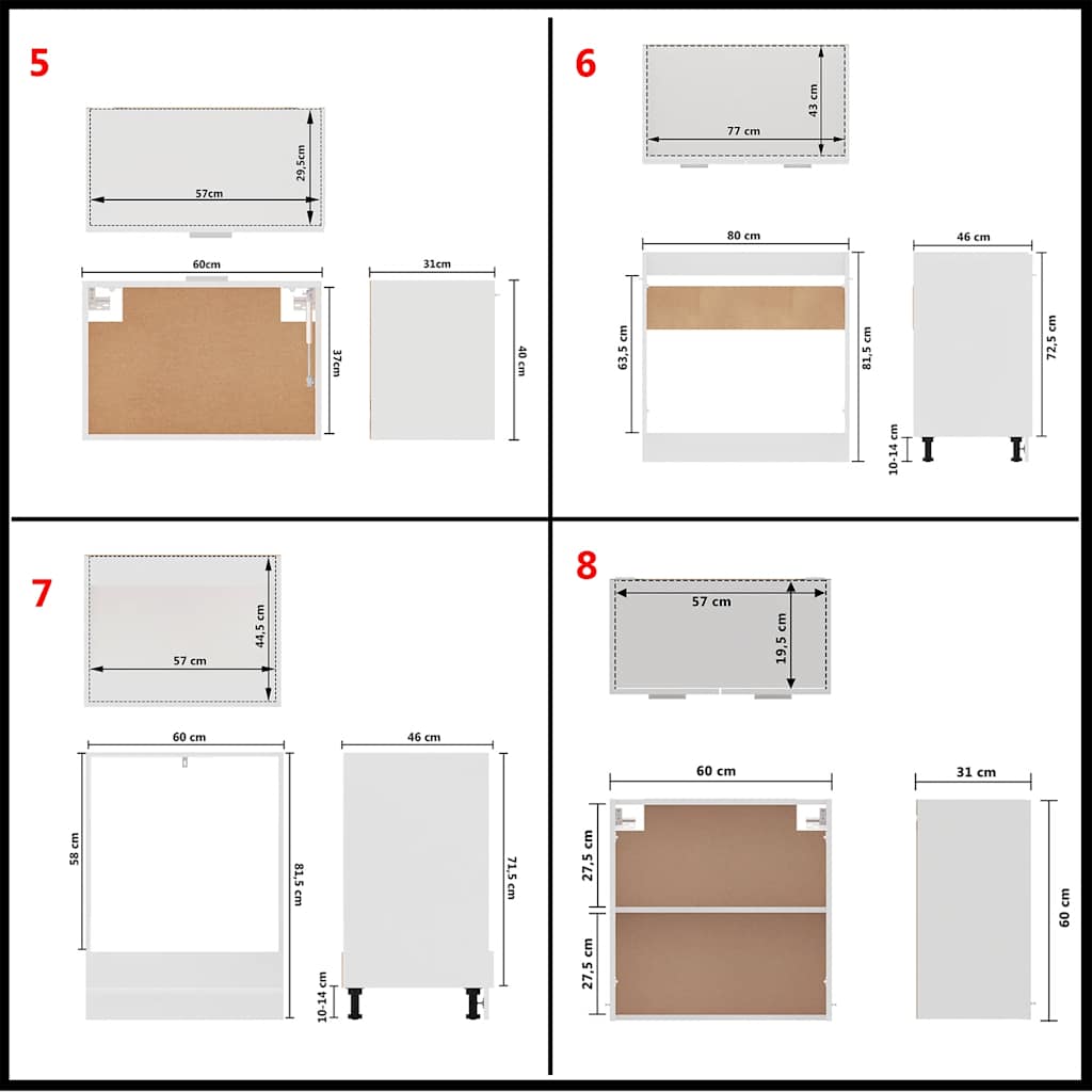 Set Armadi da Cucina 8 pz Lyon Bianco in Legno Multistrato | homemem39