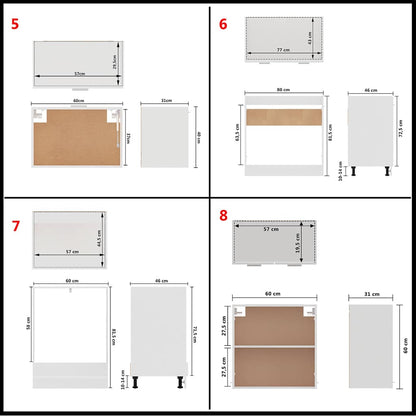 Set Armadi da Cucina 8 pz Lyon Bianco in Legno Multistrato | homemem39