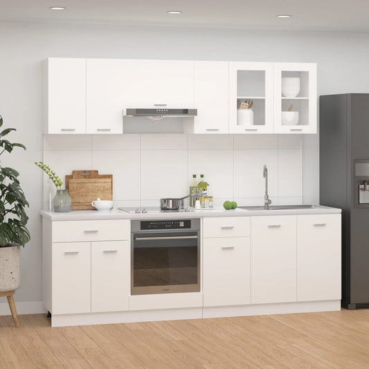 Set Armadi da Cucina 8 pz Bianco in Legno Multistrato - homemem39