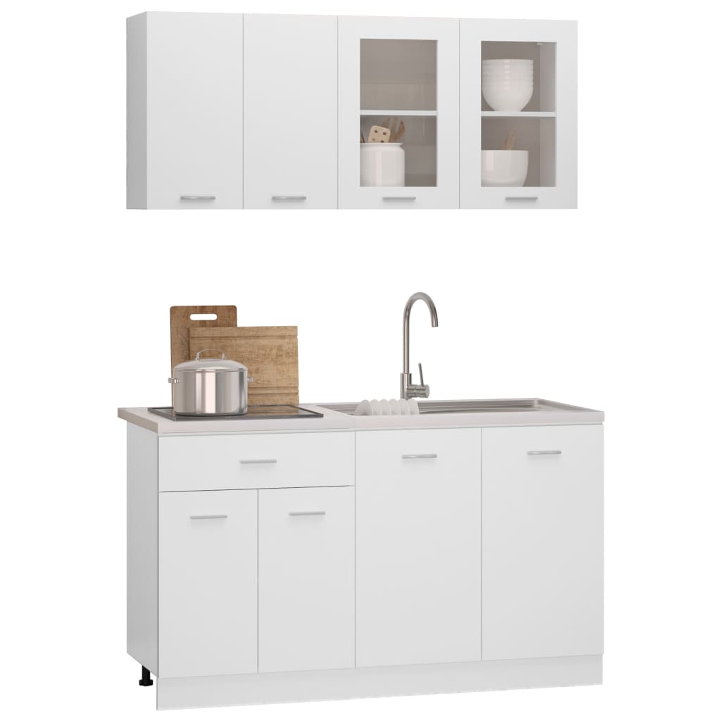 Set Armadi da Cucina 4 pz Lyon Bianco in Truciolato | homemem39