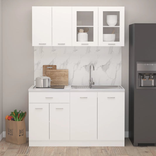 Set Armadi da Cucina 4 pz Bianco in Truciolato - homemem39