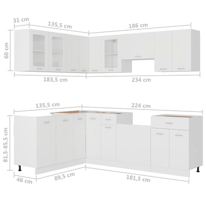 Set Armadi da Cucina 11 pz Lyon Bianco in Truciolato | homemem39