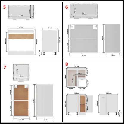 Set Armadi da Cucina 11 pz Lyon Bianco in Truciolato | homemem39