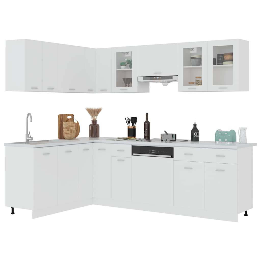 Set Armadi da Cucina 11 pz Lyon Bianco in Truciolato