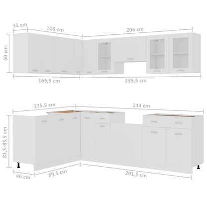 Set Armadi da Cucina 11 pz Lyon Bianco in Truciolato | homemem39