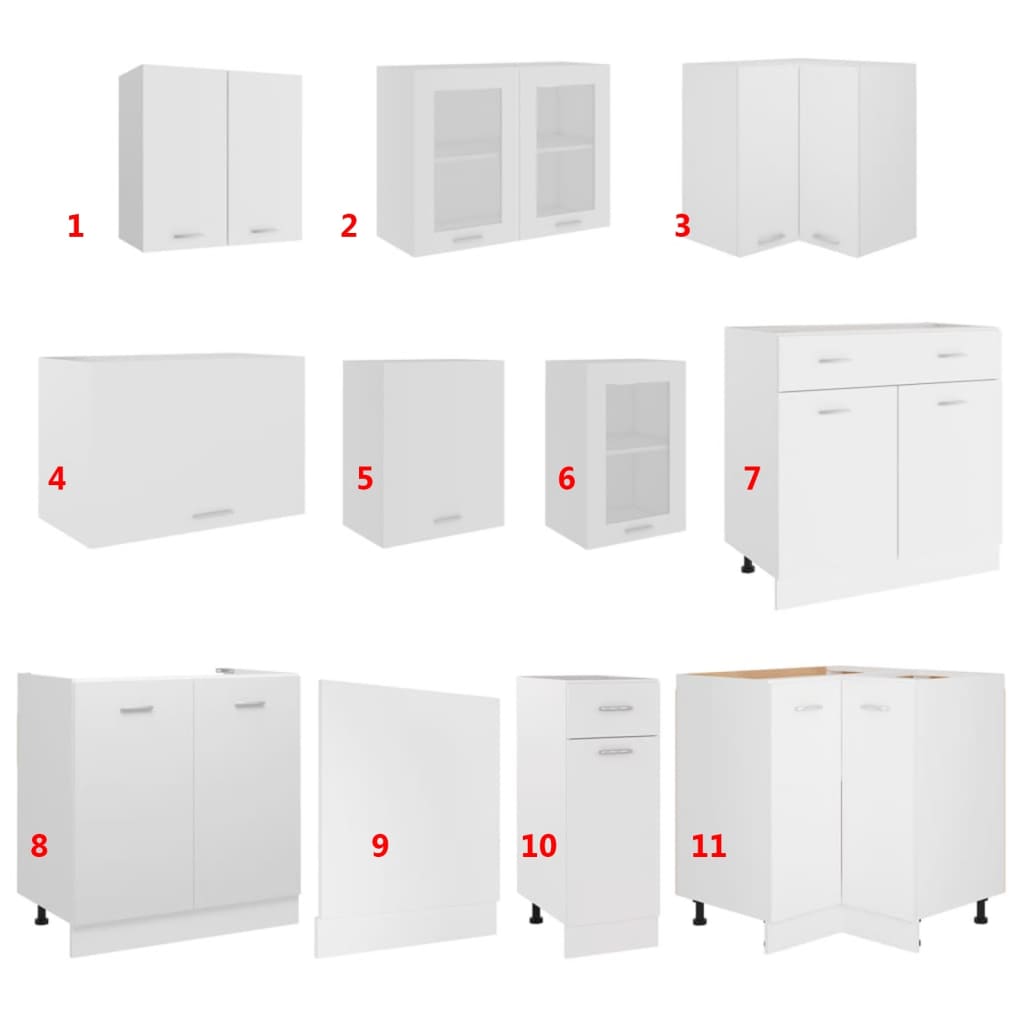Set Armadi da Cucina 11 pz Lyon Bianco in Truciolato | homemem39