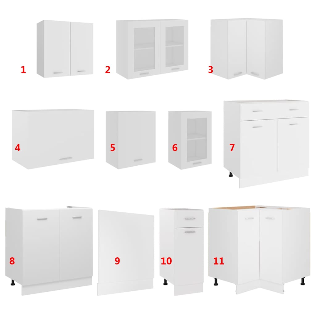 Set Armadi da Cucina 11 pz Lyon Bianco in Truciolato