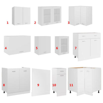 Set Armadi da Cucina 11 pz Lyon Bianco in Truciolato
