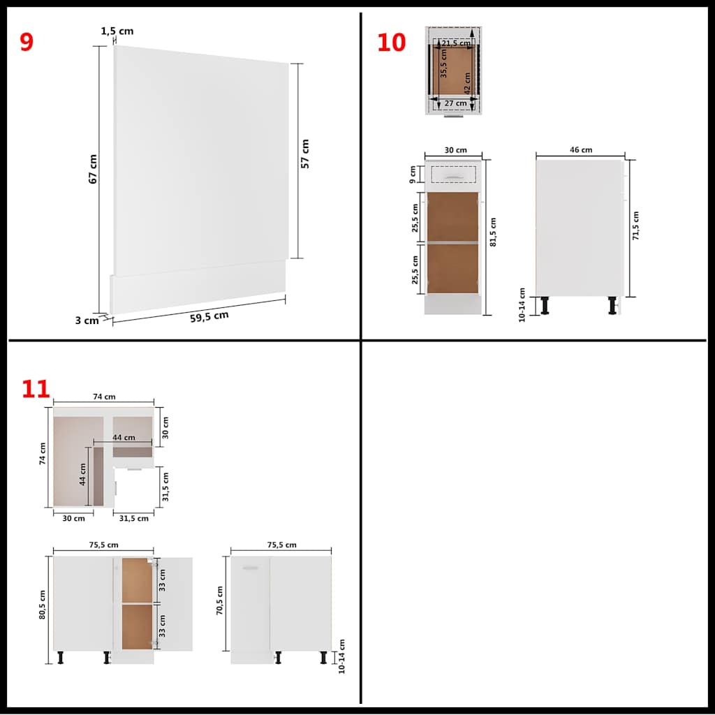 Set Armadi da Cucina 11 pz Lyon Bianco in Truciolato