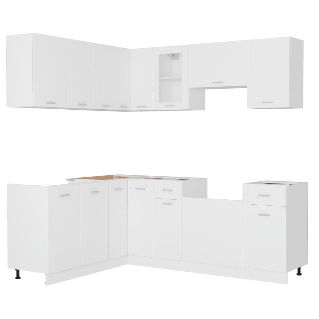 Set Armadi da Cucina 11 pz Lyon Bianco in Truciolato | homemem39