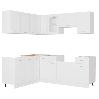 Set Armadi da Cucina 11 pz Lyon Bianco in Truciolato | homemem39