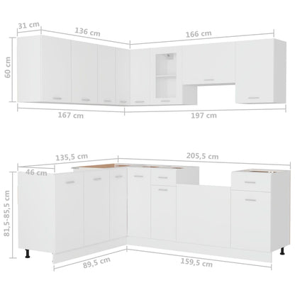 Set Armadi da Cucina 11 pz Bianco in Truciolato - homemem39