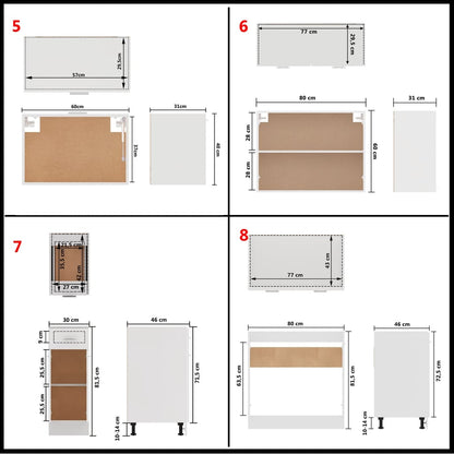 Set Armadi da Cucina 11 pz Lyon Bianco in Truciolato | homemem39