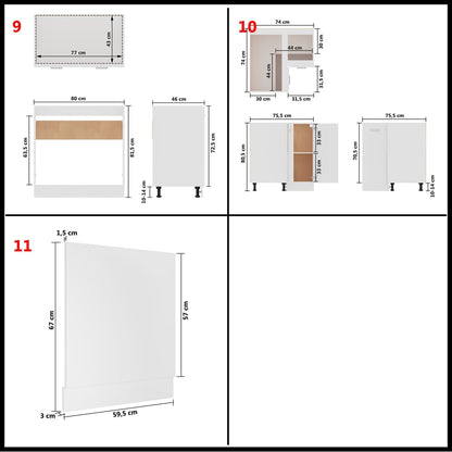 Set Armadi da Cucina 11 pz Lyon Bianco in Truciolato | homemem39