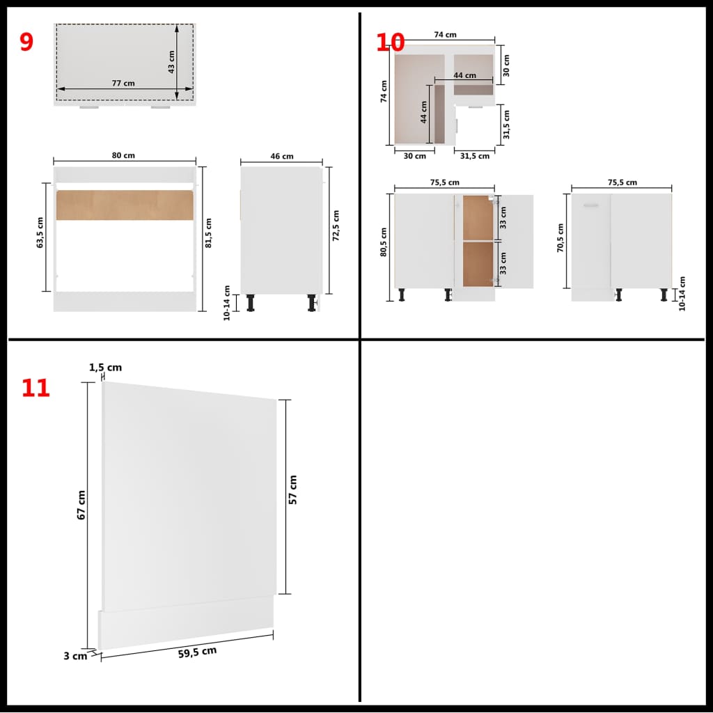 Set Armadi da Cucina 11 pz Bianco in Truciolato - homemem39