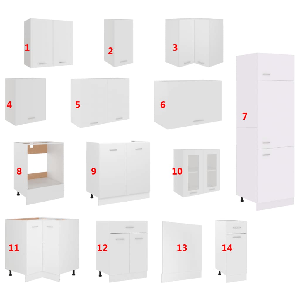 Set Armadi da Cucina 14 pz Bianco in Truciolato - homemem39