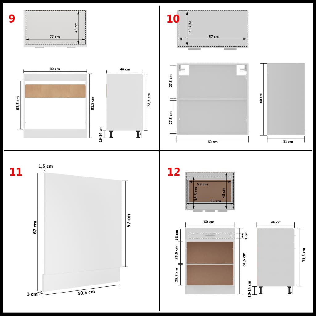 Set Armadi da Cucina 14 pz Bianco in Truciolato - homemem39