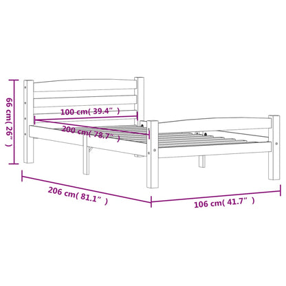 Giroletto senza Materasso 90x200 cm in Legno Massello di Pino | homemem39