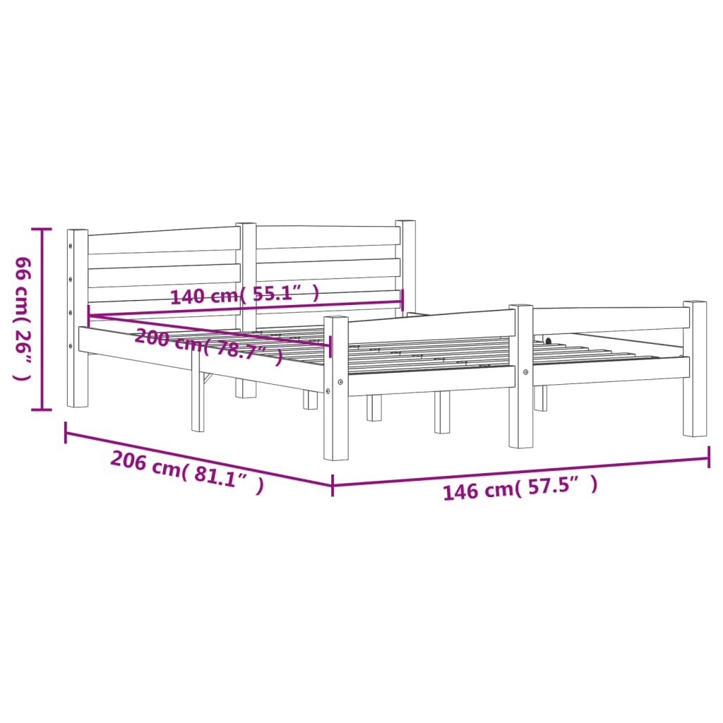 Giroletto senza Materasso 140x200 cm in Legno Massello di Pino - homemem39