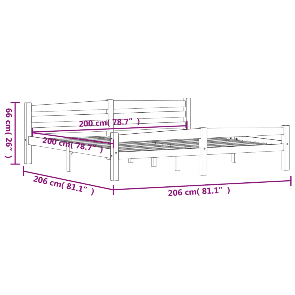 Giroletto senza Materasso 200x200 cm in Legno Massello Pino - homemem39