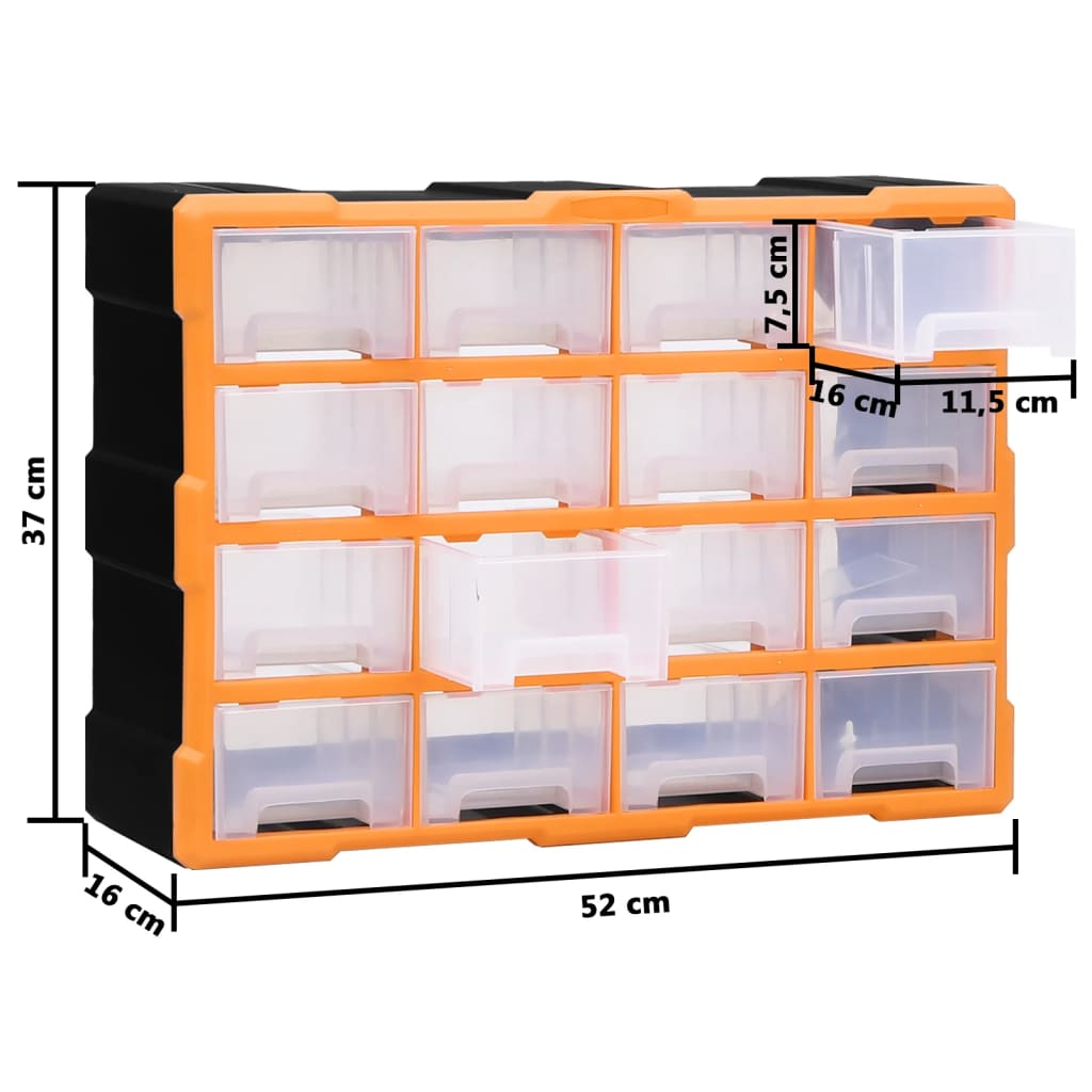 Mobile Contenitore con 16 Cassetti Medi 52x16x37 cm | homemem39