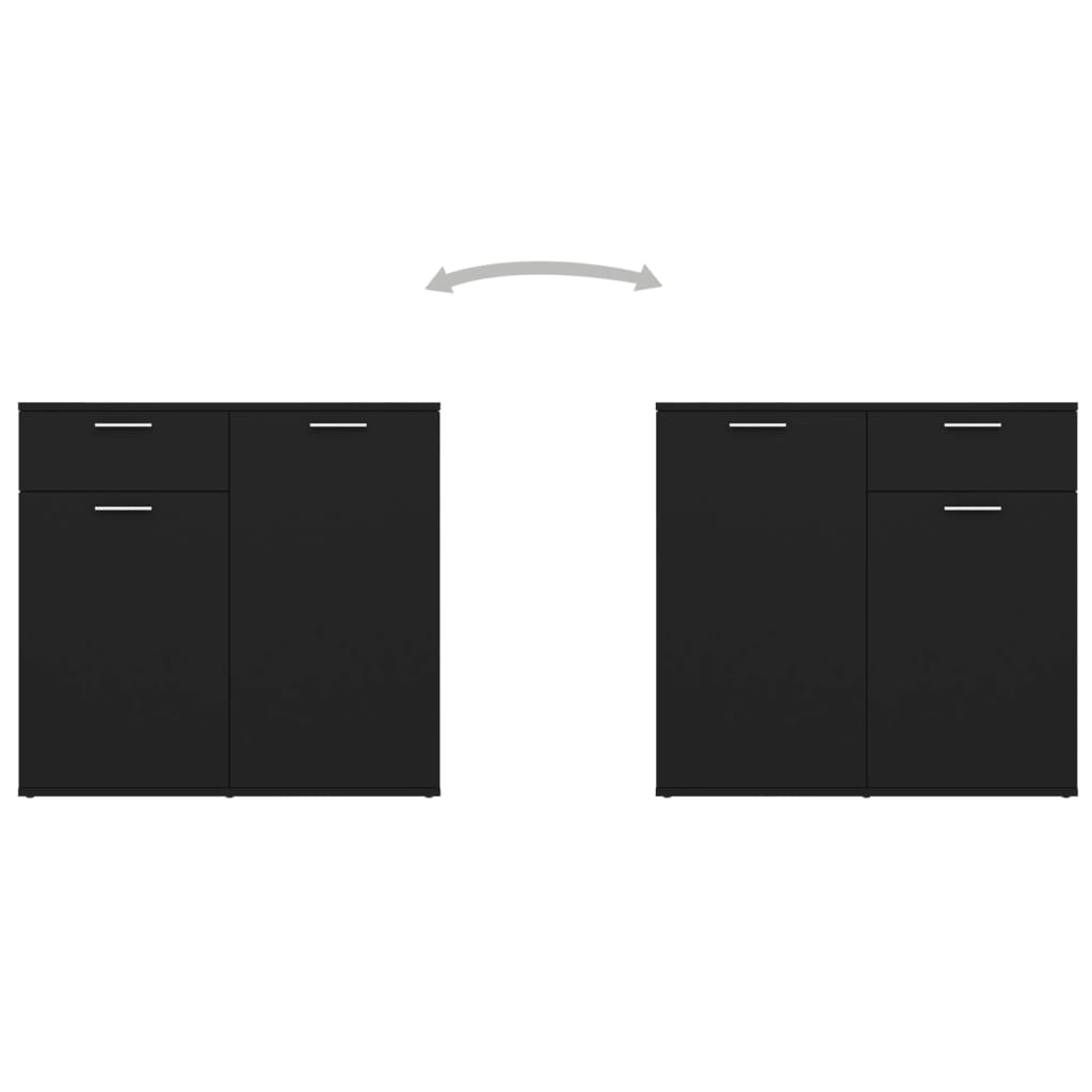 Credenza Nera 80x36x75 cm in Legno Multistrato - homemem39