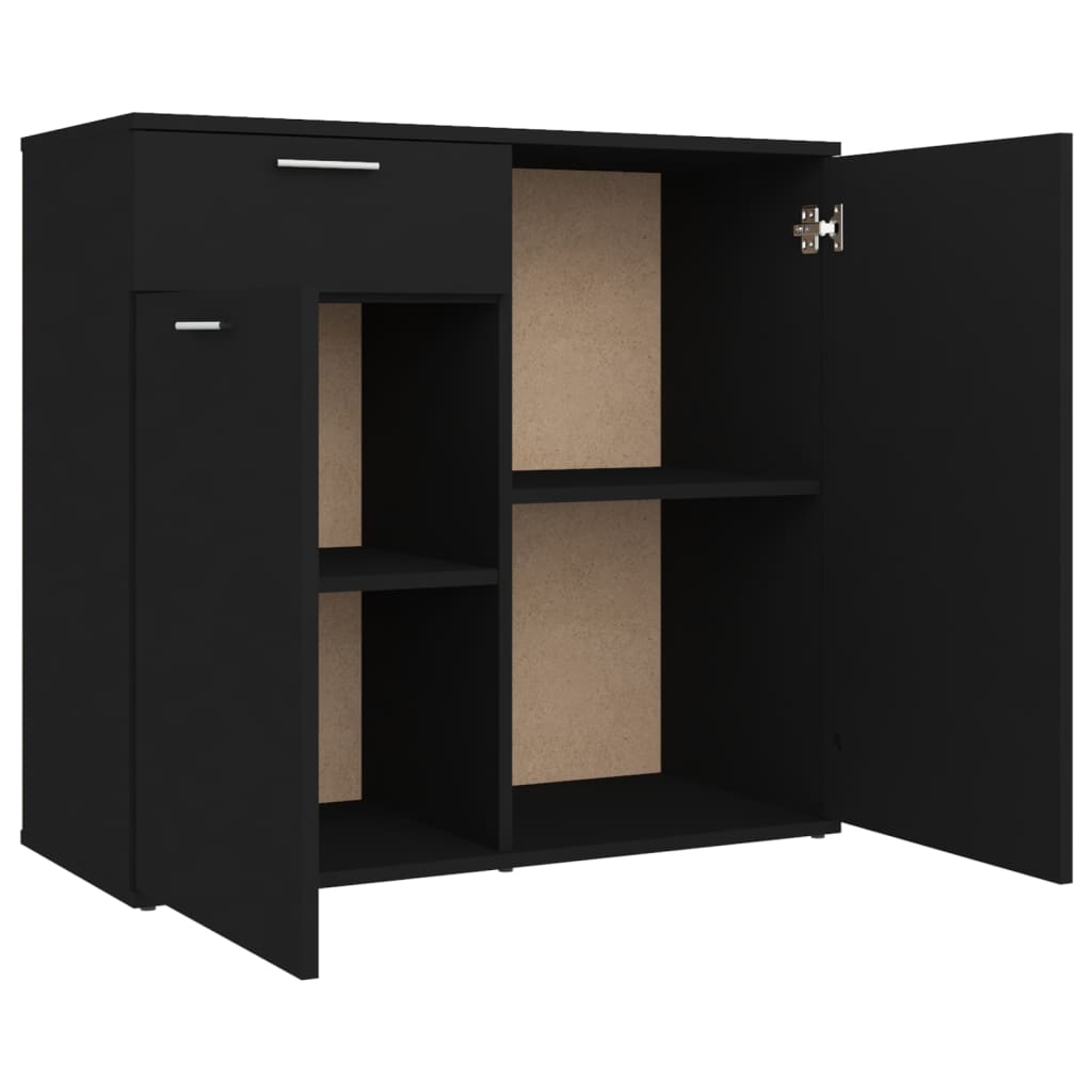Credenza Nera 80x36x75 cm in Legno Multistrato - homemem39