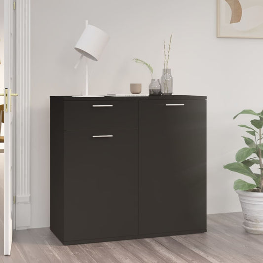 Credenza Nera 80x36x75 cm in Legno Multistrato - homemem39