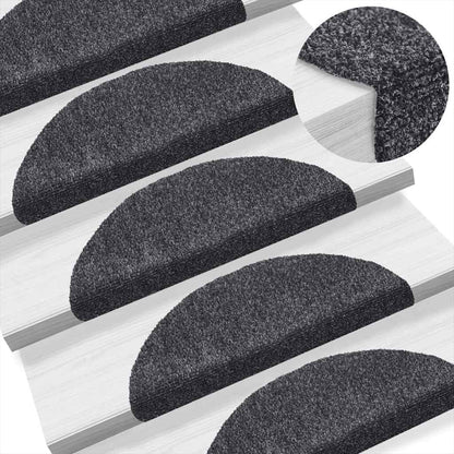 Tappetini per scale autoadesivi 10 pz 56x17x3 cm Grigio scuro semicircolari