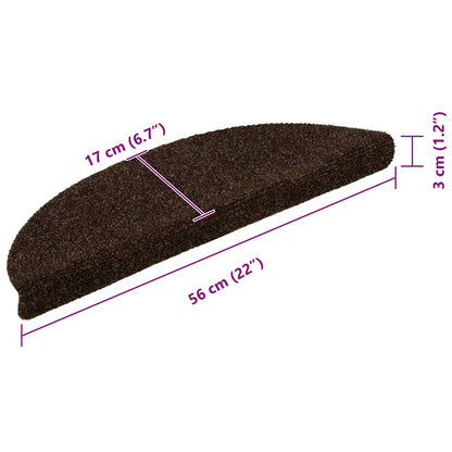 Tappetini per scale autoadesivi 5 pz 56x17x3 cm marrone semicircolari - homemem39
