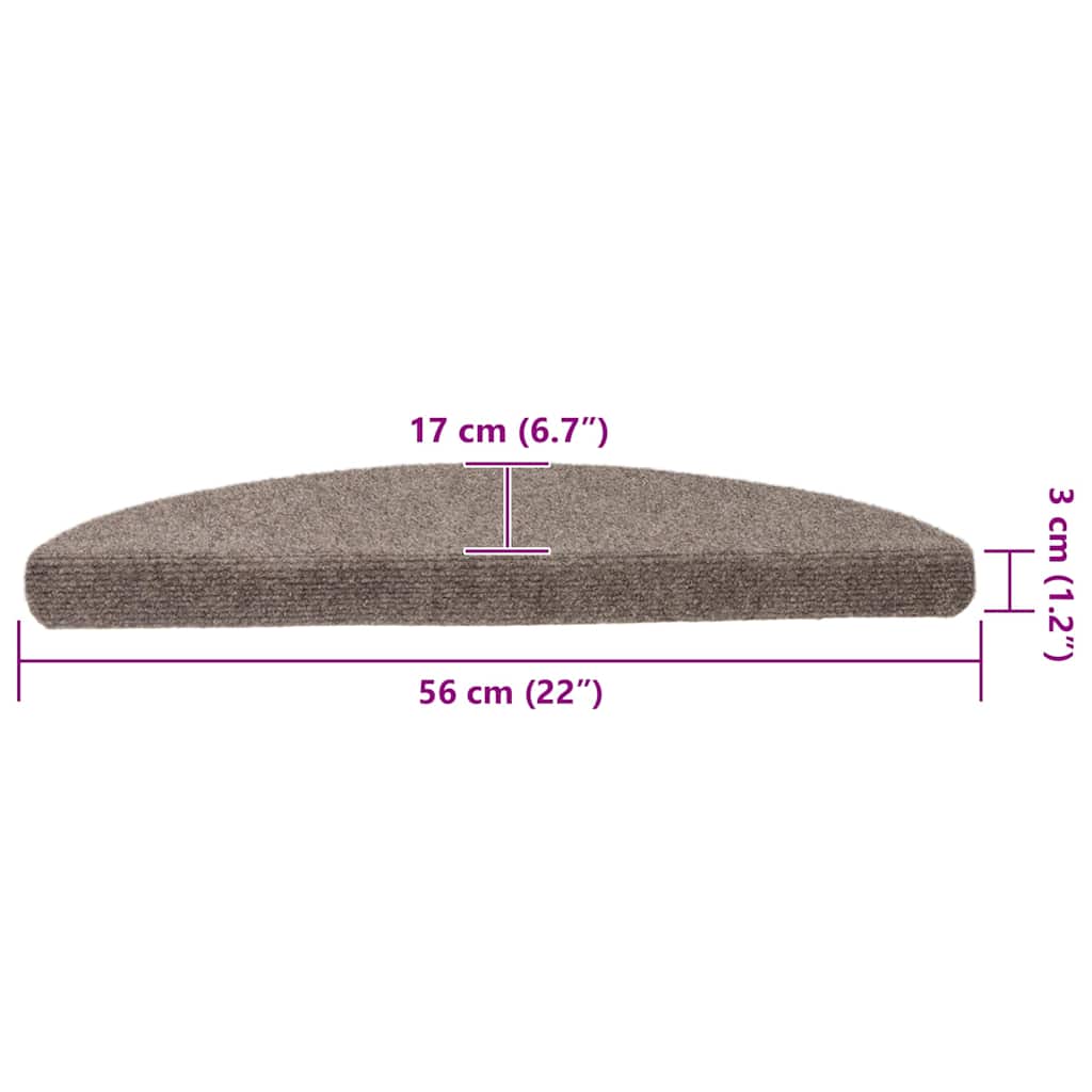 Tappetini per scale autoadesivi 10 pz 56x17x3 cm beige semicircolari - homemem39
