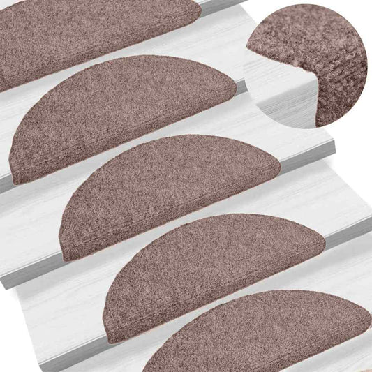Tappetini per scale autoadesivi 5 pz 65x21x4 cm Marrone Chiaro semicircolari grandi - homemem39