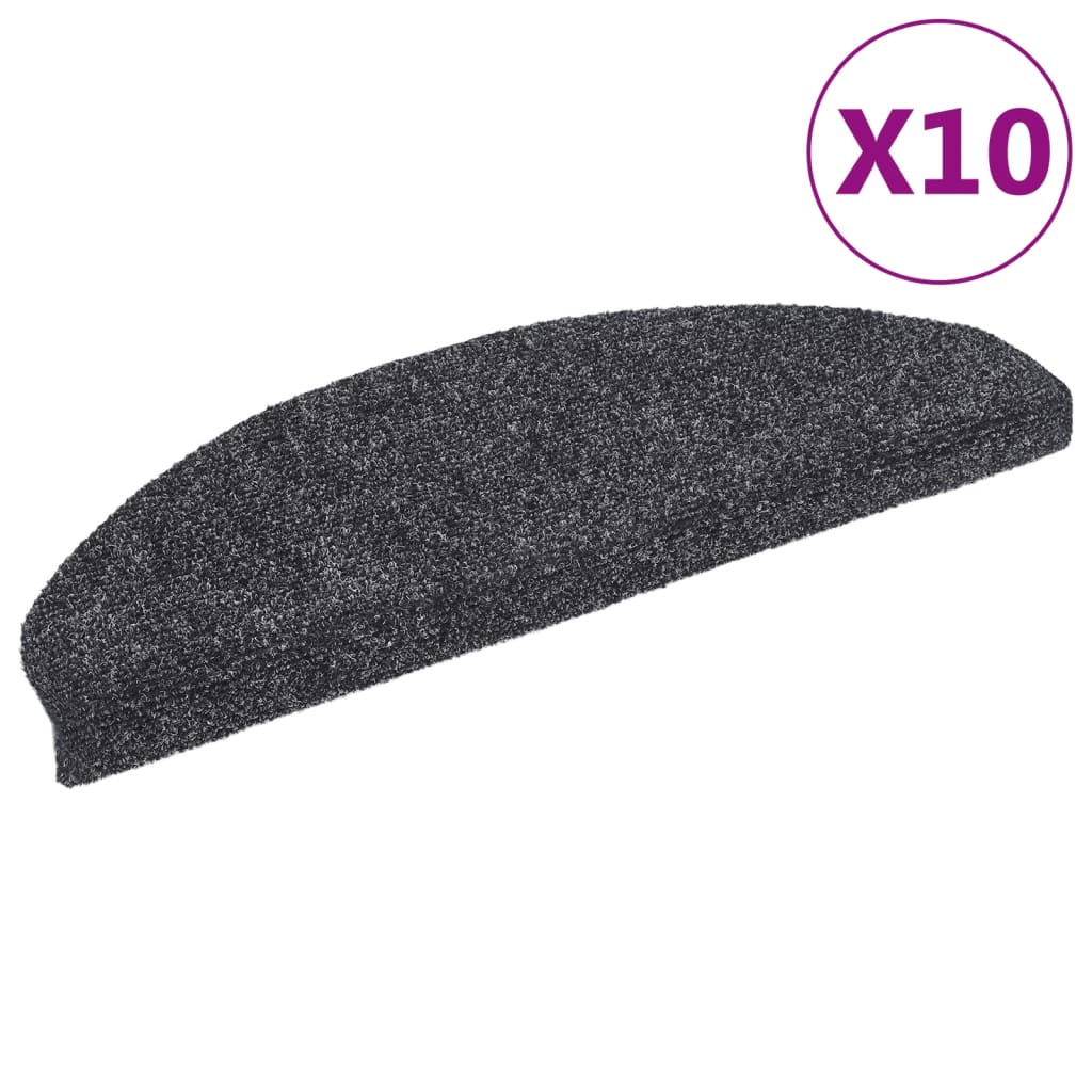 Tappetini per scale autoadesivi 10 pz 65x21x4 cm Grigio scuro Semicircolari Grandi - homemem39