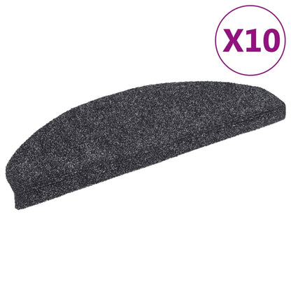 Tappetini per scale autoadesivi 10 pz 65x21x4 cm Grigio scuro Semicircolari Grandi - homemem39