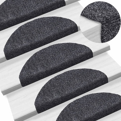 Tappetini per scale autoadesivi 10 pz 65x21x4 cm Grigio scuro Semicircolari Grandi - homemem39
