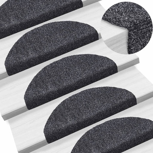 Tappetini per scale autoadesivi 10 pz 65x21x4 cm Grigio scuro Semicircolari Grandi - homemem39