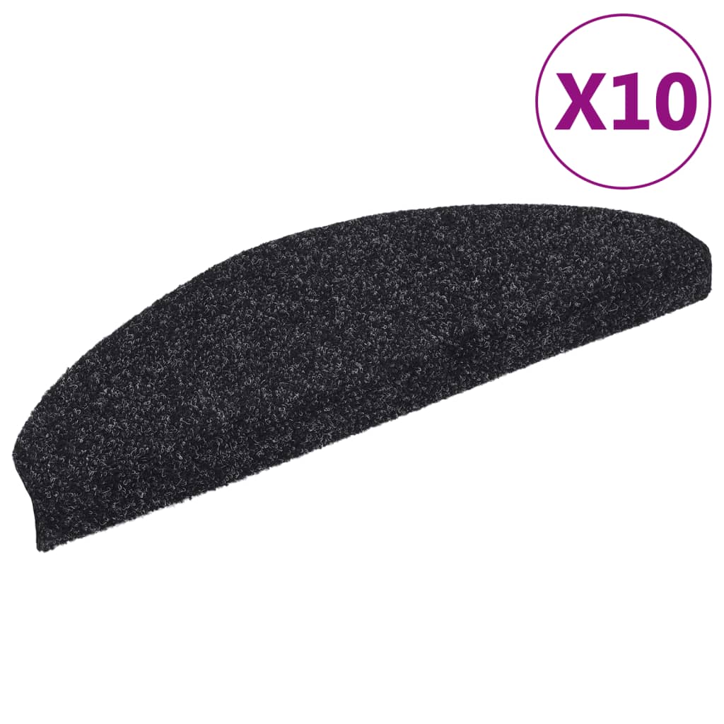 Tappetini per scale autoadesivi 10 pz 65x21x4 cm neri semicircolari grandi - homemem39